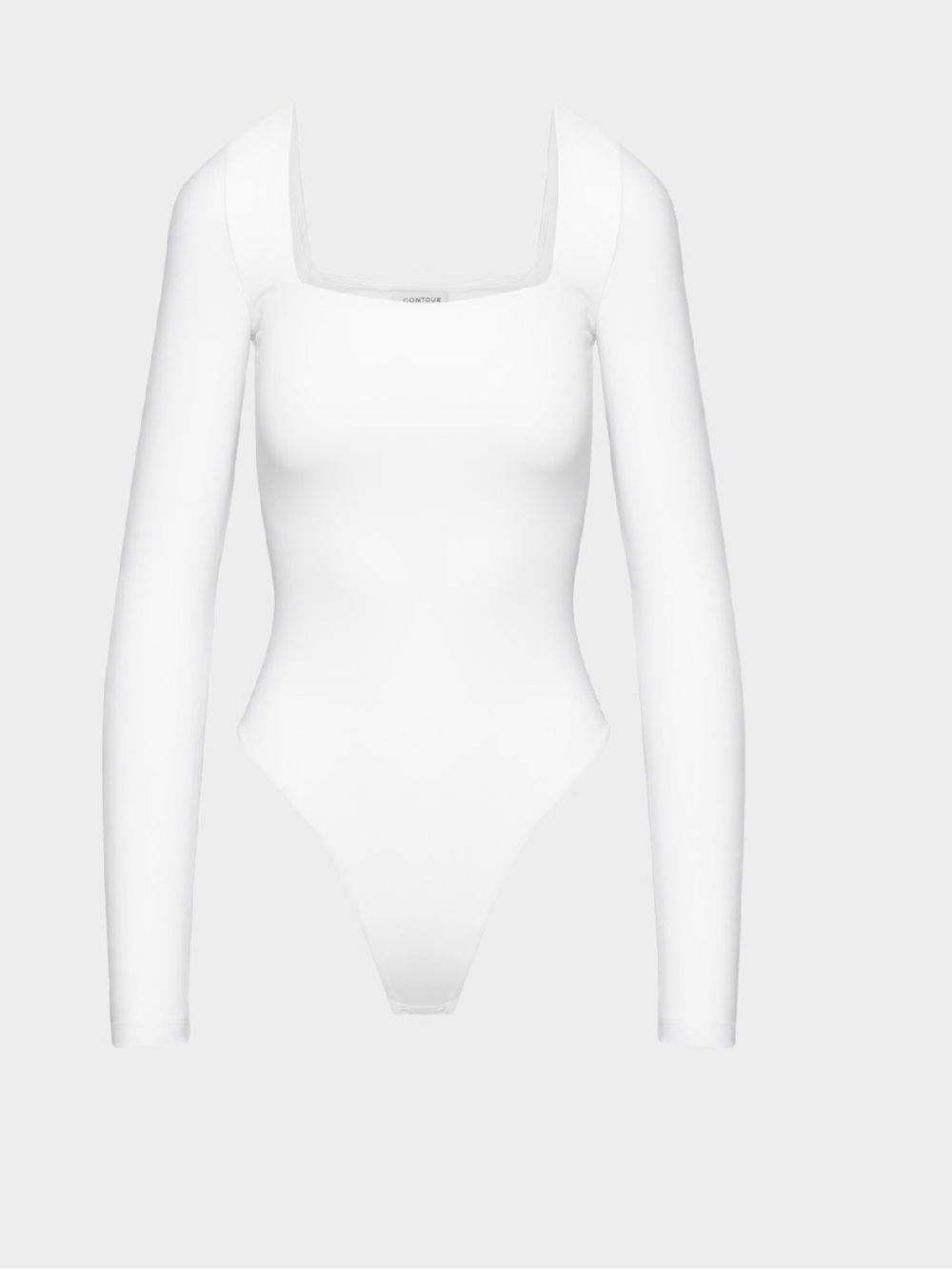 Aritzia White Long-Sleeve Square-Neck Bodysuit